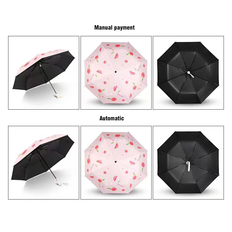 Vinyl Pink Triple Fold Umbrella