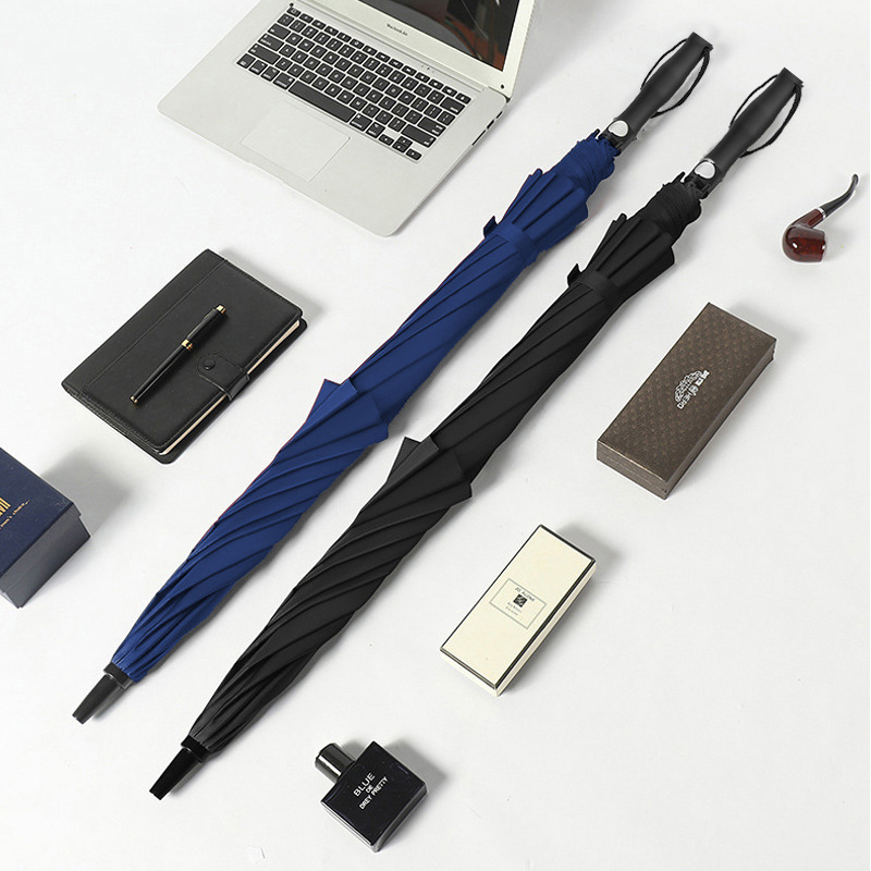 Large Long Handle Umbrella Double-Layer Wind-Resistant Men's Thick Reinforced Straight Rod Umbrella