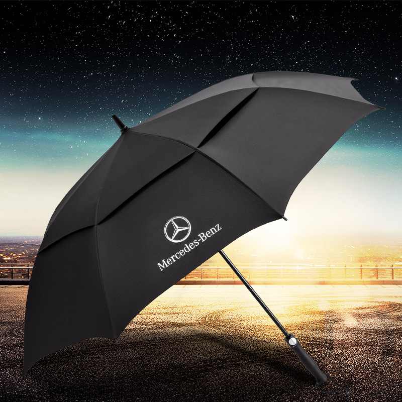 Large Long Handle Umbrella Double-Layer Wind-Resistant Men's Thick Reinforced Straight Rod Umbrella