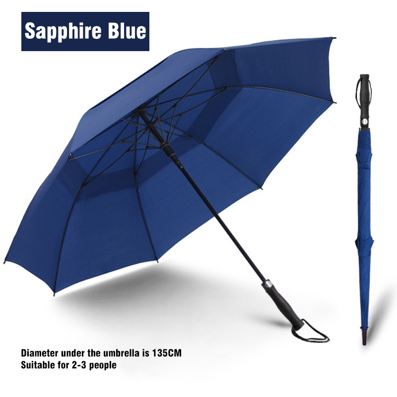 Large Long Handle Umbrella Double-Layer Wind-Resistant Men's Thick Reinforced Straight Rod Umbrella